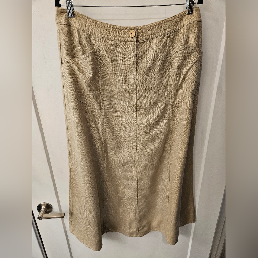 Vintage - Sigrid Olsen Linen Cotton Blend Tan A Line Skirt - Size 12 - NWOT